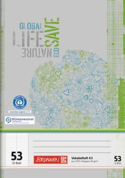 BRUNNEN Vokabelheft Recycling A5 Lineatur 53 | 32 Blatt